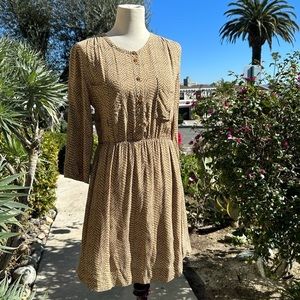 Anthropologie Comme Toi Mini Dress Long Sleeved Women’s Size Small Brown Yellow